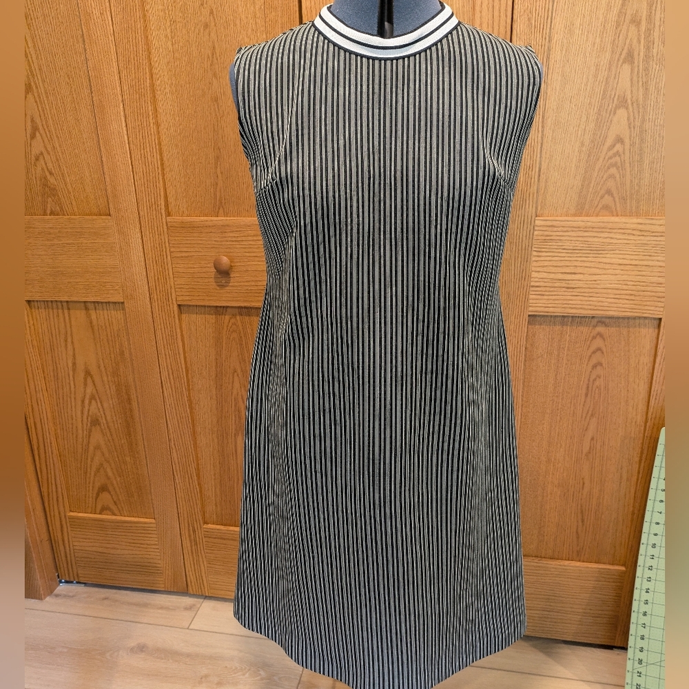 Vintage Striped Black and White Sleeveless Shift Dress